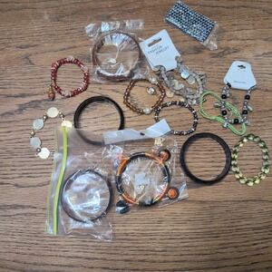 Fashion Bracelet Lot Mixed Styles Beaded Bangle Shell Halloween 14pc Set